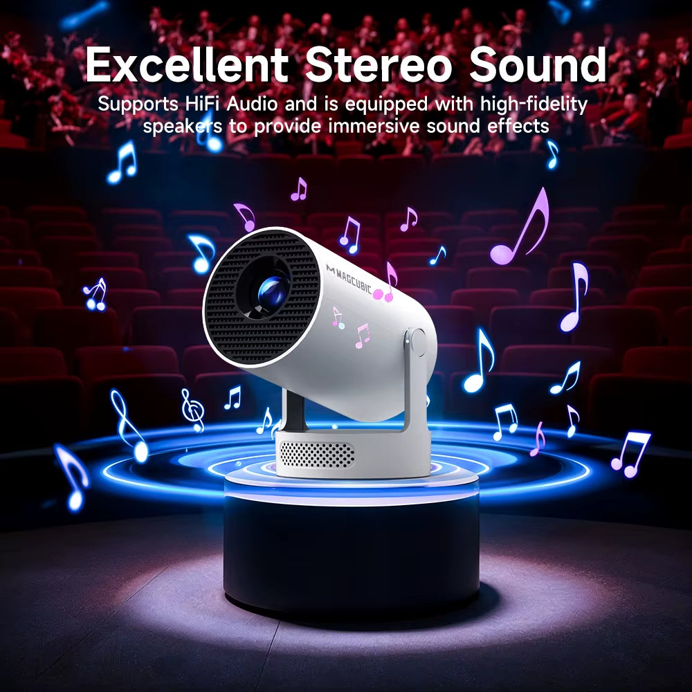Projector Android 11 4K 1280*720P HY300 Pro + Dual Wifi 260ANSI 180°Flexible BT5.0 Cinema Outdoor Portable Projector