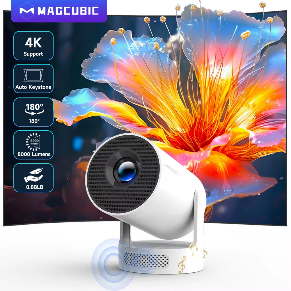 Projector Android 11 4K 1280*720P HY300 Pro + Dual Wifi 260ANSI 180°Flexible BT5.0 Cinema Outdoor Portable Projector
