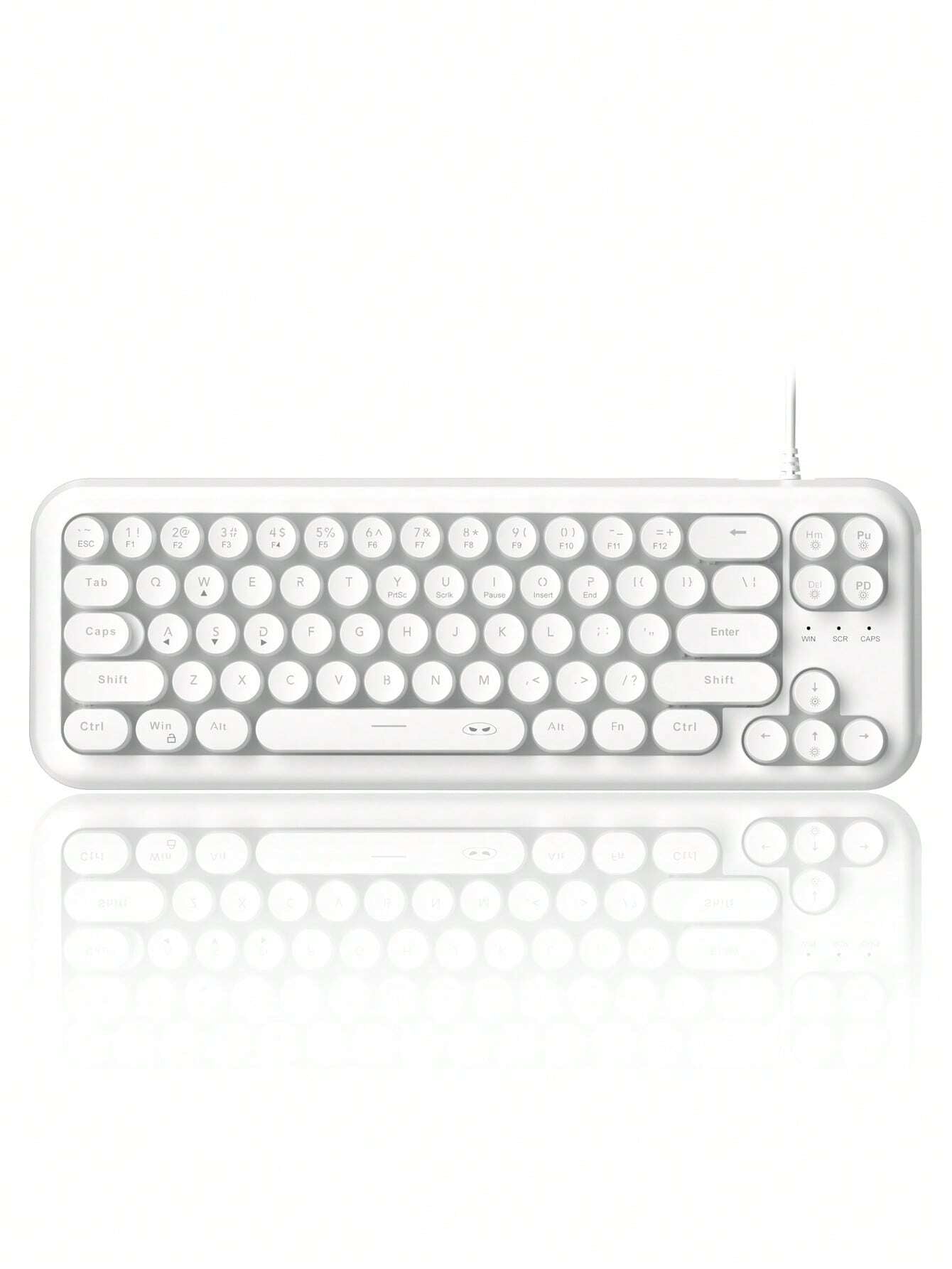 Magegee TS91 60% round Keycaps Wired Keyboard 68 Keys RGB Backlight Small Portable Office Computer Membrane Keyboard for Windows Tablet Laptop Office Home Use White